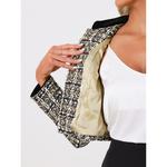 Твидовый укороченный женский пиджак с воротником-стойкой, двубортный офисный элегантный клетчатый пиджак ALLEGRA K, красный - фото 4