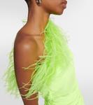 Платье миди с отделкой из перьев Giuseppe di Morabito, Yellow Fluo - фото 4