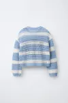 Вязаный джемпер в полоску с номером Zara, пастельно-голубой - фото 2
