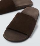 Замшевые шлепанцы Hugh The Row, Laquer Brown - фото 3