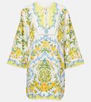 Печатное мини-платье Farm Rio, Sicily Off-White - фото