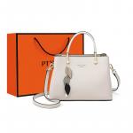 PT'SON Кожаная сумка через плечо, Ecru - фото