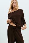 Толстовка Stradivarius SOFT-TOUCH EXPOSED SHOULDER, Mottled Brown - фото