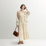 Макси-платье с ярусами для девушек So, Tan Cream Check - фото