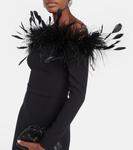 Платье миди с отделкой из перьев Safiyaa, Black On Black - фото 4