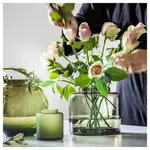 Стеклянная ваза, зелено-коричневая, 16 см, KONSTFULL IKEA - фото 2