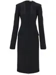 Шерстяное платье с V-образным вырезом Ferragamo, черный - фото