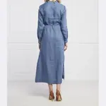 Льняное желтое платье Marella, синий - фото 2