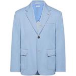 Джинсовый блейзер с налокотниками THOM BROWNE, голубой - фото