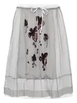 Юбка миди с цветочной вышивкой Prada, серый - фото