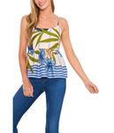 Топ CeCe Spaghetti Strap Floral Printed Top, Eggnog - фото