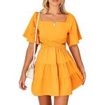 Платье Shy Velvet Square Neck Short Sleeves, желтый - фото 2