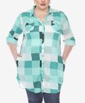 Плюс размер рубашка-туника в шотландскую клетку White Mark, мульти - фото 2