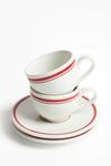 Набор чашка с блюдцем H&M Espresso, 4 предмета, белый/красный - фото 3