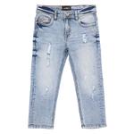 Джинсы для мальчиков 4-7 лет с эффектом потертости и контрастной неоновой строчкой Rawx, Light Stone - фото