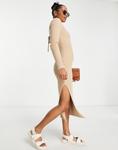 Нейтральное трикотажное платье макси с асимметричной шнуровкой на спине ASOS DESIGN Petite - фото 5