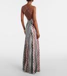 Платье макси Zig Zag Missoni, Multicolor White Blue Brown - фото 3