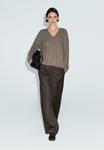 Джемпер Massimo Dutti CABLE-KNIT V-NECK, Mottled Brown - фото 5