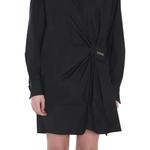 Платье-рубашка с запахом LOEWE, черный - фото 6