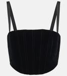 Вельветовый кроп-топ Miu Miu, черный - фото