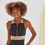 ЦЕЛЬНЫЙ КУПАЛЬНИК CALYSTA ДЛЯ ДЕВОЧКИ 900 ЧЕРНОЕ ЗОЛОТО Olaian - фото 2