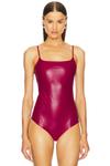 Боди из искусственной кожи на бретельках Commando, цвет raspberry - фото 2