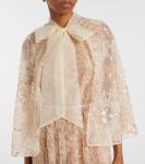 Вышитое платье с накидкой Self-Portrait, бежевый - фото 4