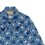 Рубашка женская синяя Gucci - фото 3