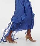 Туфли river из кожи и сетки Khaite, бежевый - фото 4