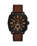 Часы Machine Chronograph из коричневой кожи, 44 мм Fossil, коричневый - фото