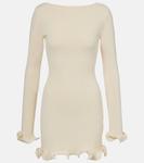 Вязаное мини-платье с рюшами Same, кремовый - фото