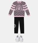 Шерстяной свитер Medusa La Greca Versace Kids, Candy+Black - фото 2