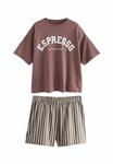 Пижамный комплект Next SET, Brown Stripe/Brown - фото