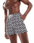 Плавки-шорты Aray с геометрическим принтом в черно-белом цвете - фото 4