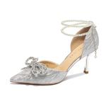 Ainer-cat Ainer cat Slim Heel High Heels 8cm Women's Silver - фото 4