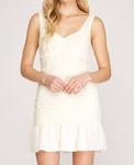 Мини-платье с оборками кремового цвета SHE + SKY - фото
