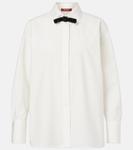 Рубашка из хлопкового и шелкового поплина Max Mara, белый - фото