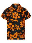 Рубашка King Kameha Hibiscus Black Line, оранжевый - фото