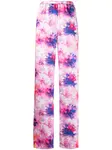 Брюки с цветочным принтом MSGM, розовый - фото