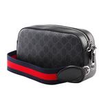 Сумка Gucci Logo Stripe Webbing Leather Shoulder Bag 'Black Red' - фото 4