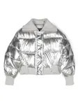 Бомбер с эффектом металлик Monnalisa, серебяный - фото