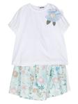 Il Gufo комплект из юбки и топа с цветочным принтом, белый - фото