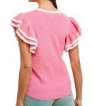 Свитер с оборками на рукавах, ярко-розовый AnnieWear - фото 2