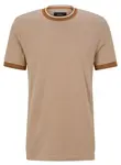 Футболка Boss Micro-pattern T-shirt In Cotton And Silk, бежевый - фото