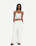 Брюки Bershka WITH AN ELASTICATED WAISTBAND, White - фото 2