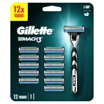 Gillette Mach3 ручка бритвы, 1 шт. + картриджи, 12 шт./1 уп. - фото