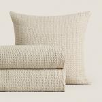 Покрывало Zara Home Waffle Knit, бежевато-серый - фото