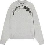 Толстовка Palm Angels Curved Logo Crew 'Grey/Black', серый - фото 2
