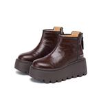 Женские зимние ботинки DAPHNE кожаные на платформе, коричневый - фото 3