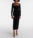 Бархатное мини-платье Alex Perry, черный - фото 2